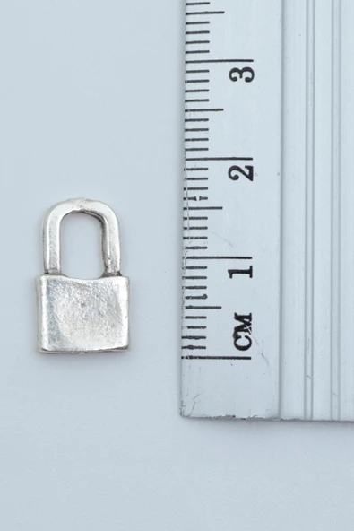 Minimal Kilit Gümüş Kaplama Örme Zincir Kolye - Resim 3