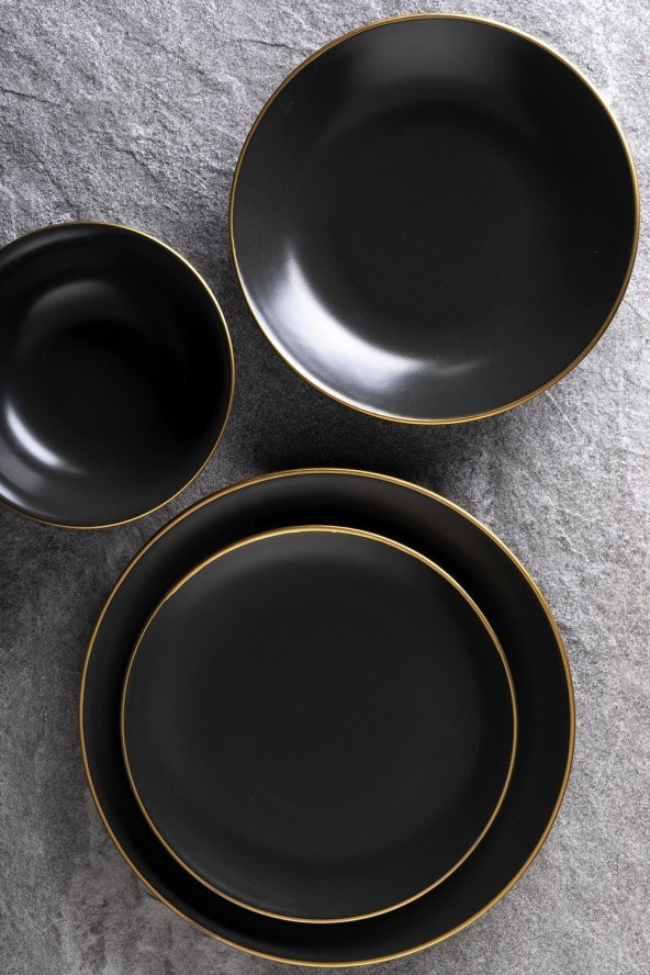 Aryıldız Saten Black Gold 24 Parça Yemek Takımı