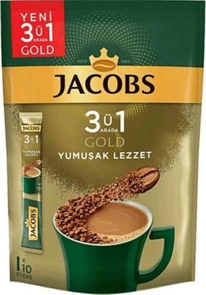 Jacobs Gold 3'ü 1 Arada Yumuşak Lezzet 10x18 gr 2'li