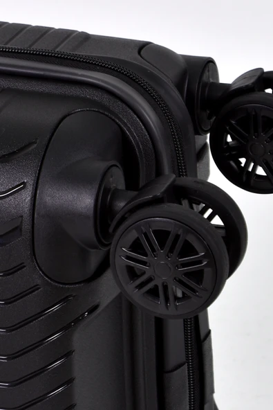 Elatae Ehs Polipropilen 2'li Valiz Seti Büyük Boy - Kabin Boy Kırılmaz Valiz Seti Siyah 10729TO - Resim 8