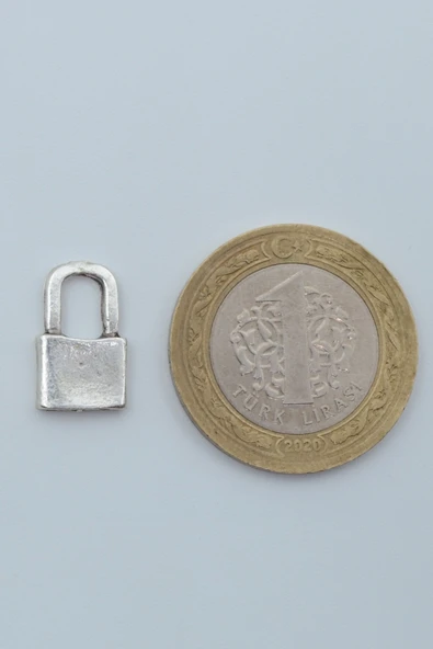 Minimal Kilit Gümüş Kaplama Örme Zincir Kolye - Resim 4