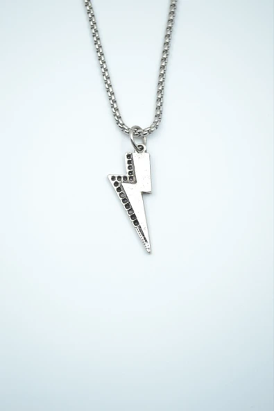 Şimşek - The Flash Gümüş Kaplama Örme Zincir Kolye ürün görseli 1