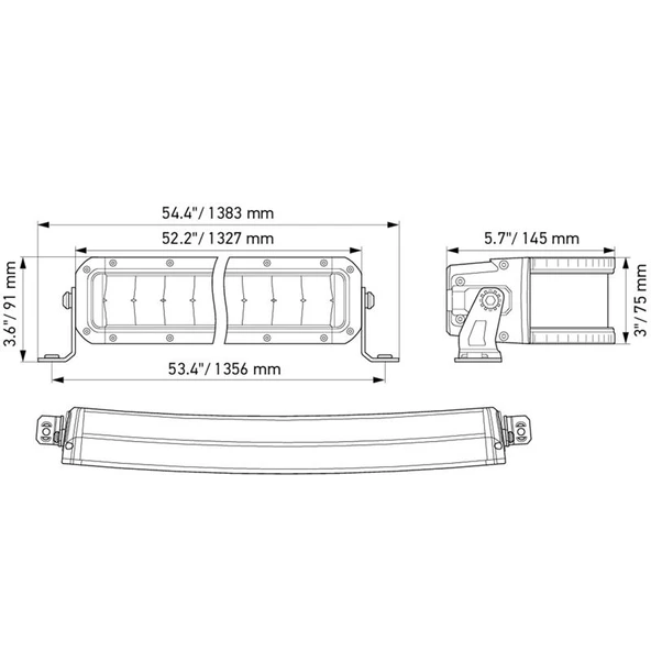 Hella Off-Road Led Lamba 12V-24V Black Magic Curved Lightbar 52" 1GJ358197-641 - Resim 6