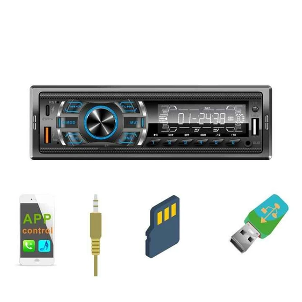 MPIA CA-03 USB&AUX&TF&Bluetooth 4x60W PD 23W Şarj Kumandalı Rgb Led Oto Teyp - 4