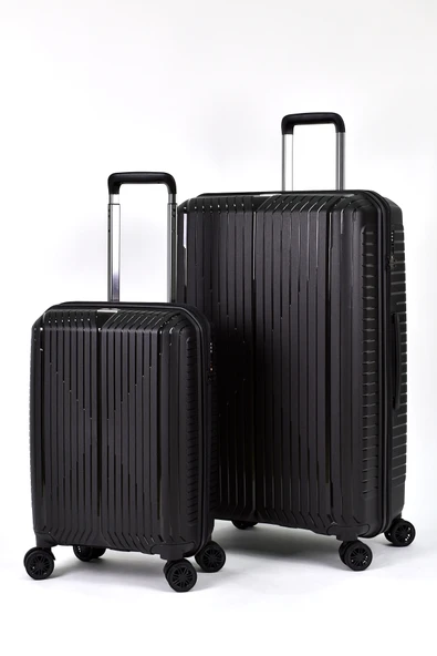 Elatae Ehs Polipropilen 2'li Valiz Seti Büyük Boy - Kabin Boy Kırılmaz Valiz Seti Siyah 10729TO ürün görseli