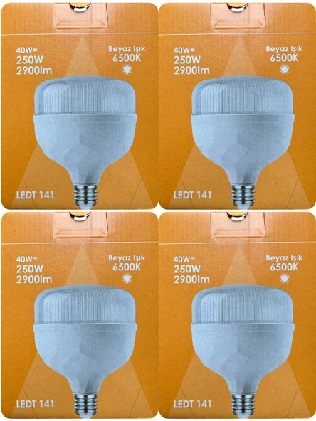 (4 Adet) Osaka 40W (250W) Beyaz Işık E27 Duylu (Kalın Duy) Led Torch Ampul