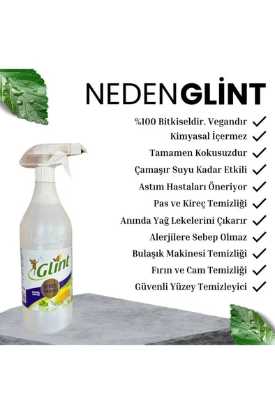GLİNT 1 Litre %100 Bitkisel Küf Fırın Izgara Temizleyici Yağ Sökücü Çok Amaçlı Yüzey Temizleyici - 2