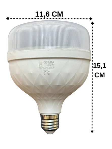 (2 Adet) Osaka 40W (250W) Beyaz Işık E27 Duylu (Kalın Duy) Led Torch Ampul - 3