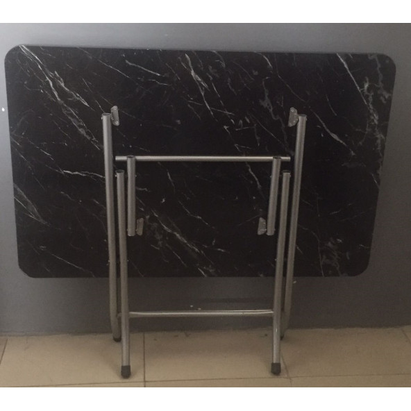 70x110 Siyah Mermer Desenli Balkon Masası - 2