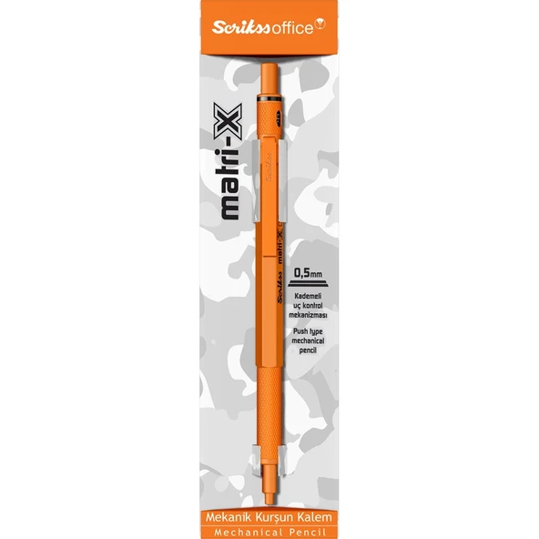 Scrikss MatriX 0.5mm Mekanik Kurşun Kalem Turuncu - Şeffaf Kutu ürün görseli