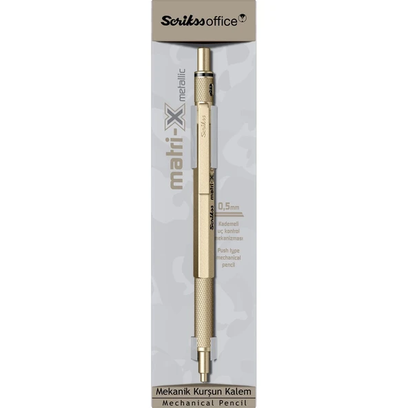 Scrikss MatriX 0.5mm Mekanik Kurşun Kalem Metalik Altın - Şeffaf Kutu
