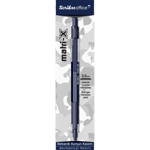 Scrikss MatriX 0.5mm Mekanik Kurşun Kalem Lacivert - Şeffaf Kutu