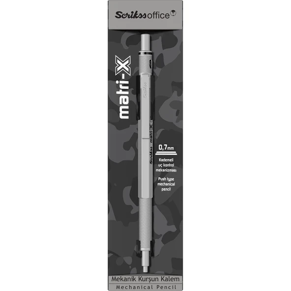 Scrikss MatriX 0.7mm Mekanik Kurşun Kalem Açık Gri - Şeffaf Kutu ürün görseli