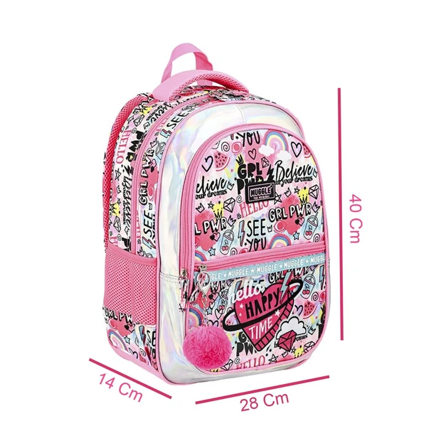 Muggle 3 Bölmeli Happy Time Okul Çantası + Termoslu Beslenme Çantası + Kalemlik - 3