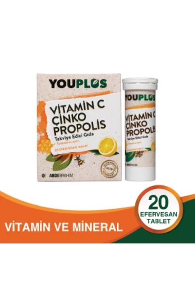 YOUPLUS Vitamin C Çinko Ve Propolis 20 Efervesan Tablet