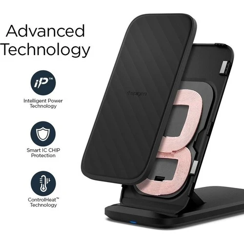 Spigen Essential F316W Qi Kablosuz Şarj Cihazı + Quick Charge 3.0 18W Priz Adaptörü + USB-C to USB-A Şarj Kablosu (iOS 7.5W / Android 15W Hızlı Şarj Destekli) - OUTLET - 4