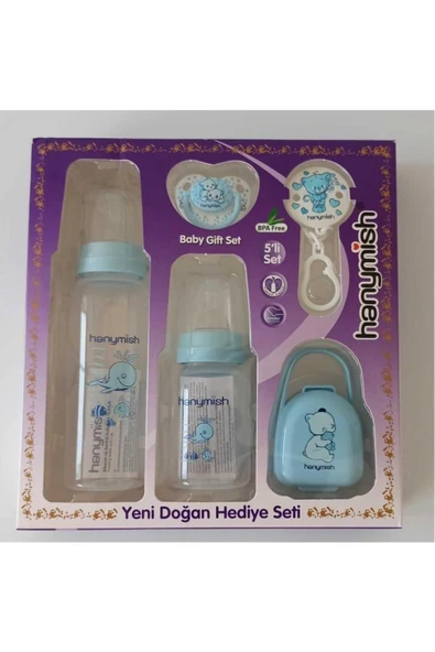 HANYMİSH Yeni Doğan 5 Li Hediye Seti Mavi