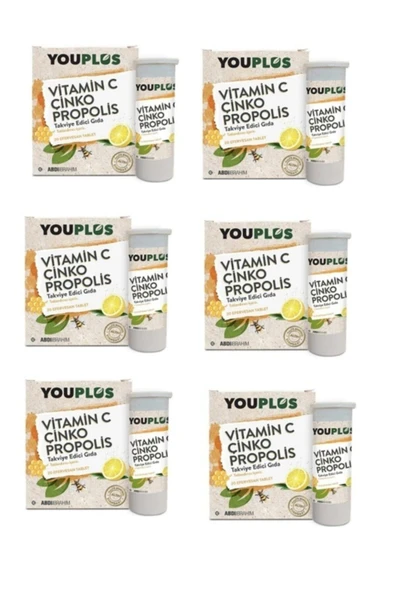 YOUPLUS Vitamin C Çinko Propolis 20 Efervesan Tablet X6