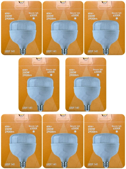 (8 Adet) Osaka 40W (250W) Beyaz Işık E27 Duylu (Kalın Duy) Led Torch Ampul