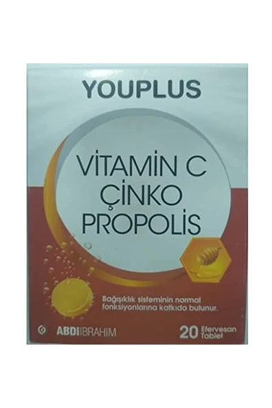 YOUPLUS Marka: Vitamin C Çinko Propolis 20 Efervesan Tablet Kategori: Mineral - Resim 2