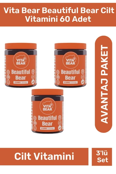 VİTA BEAR Beautiful Bear Cilt Vitamini 60 Adet 3'lü Paket