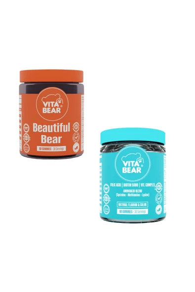 VİTA BEAR Strong Hair 60 Gummy & Beautiful Bear 60 Gummy