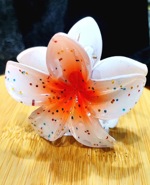 Monalisa Home Lüks Figürlü Parıltılı Küçük Turuncu Lotus Toka ürün görseli