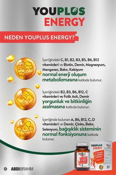 YOUPLUS Multi Ener-g Multivitamin 2 X 30 Tablet - Resim 2
