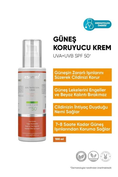 ESOMED Yüksek Koruyucu Nemlendirici Spf50 Uva Uvb Leke Bırakmayan Güneş Kremi 100 ml