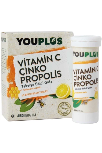 YOUPLUS Vitamin C Çinko Propolis 20 Efervesan Tablet