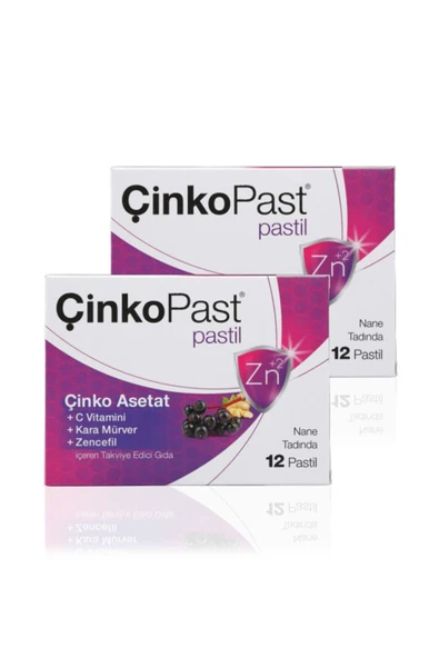 ÇİNKOPAST Zencefil & Karamürver Çinko Asetat Pastil 2'li Set 24 Adet