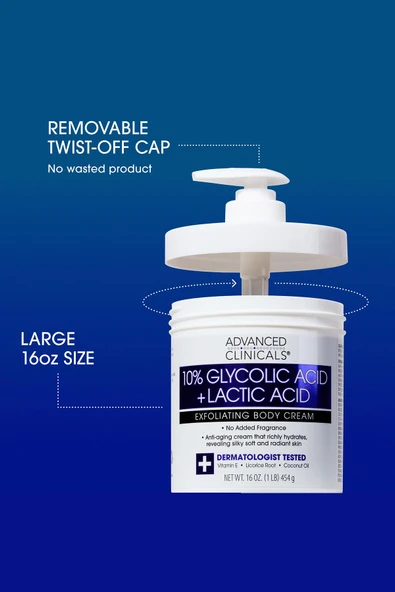 Advanced Clinicals 10% Glycolic + Lactic Acid Vücut Kremi 454GR - 4