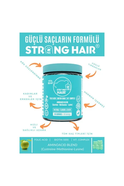 VİTA BEAR Strong Hair Saç Vitamini 60 Gummies - 2