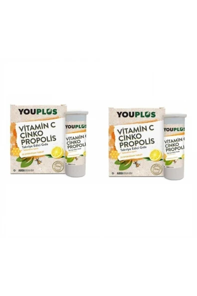 YOUPLUS Vitamin C Çinko Propolis 20 Efervesan Tablet 2 Adet