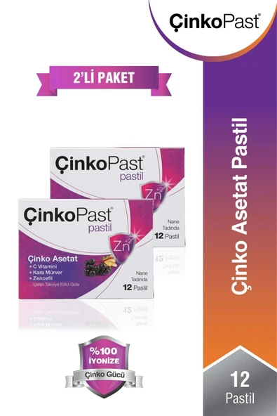 ÇİNKOPAST Zencefil & Karamürver Çinko Asetat Pastil 2'li Set 24 Adet - 2