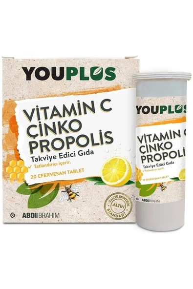YOUPLUS Vitamin C Çinko Propolis 20 Efervesan Tablet