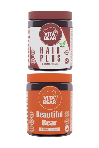 VİTA BEAR Hair Plus Vegan Saç Vitamini & Vita Bear Cilt Vitamini