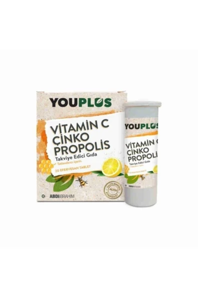 YOUPLUS Vıtamin C ve Çinko  Propolis 20 Efervesan Tablet
