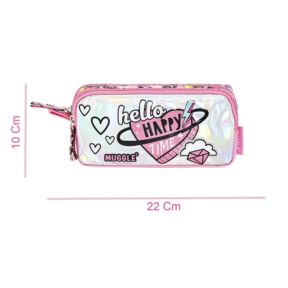 Muggle 3 Bölmeli Happy Time Okul Çantası + Termoslu Beslenme Çantası + Kalemlik - 5