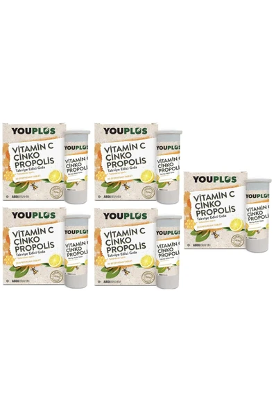 YOUPLUS Vitamin C Çinko Propolis 20 Efervesan Tablet 5 Adet