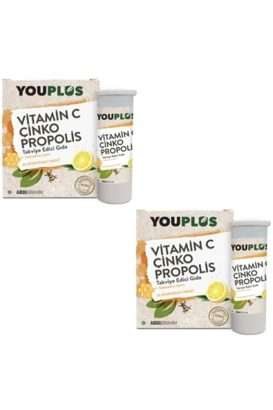 YOUPLUS Youplus Vitamin C, Çinko, Propolis Efervesan Tablet 2 Adet