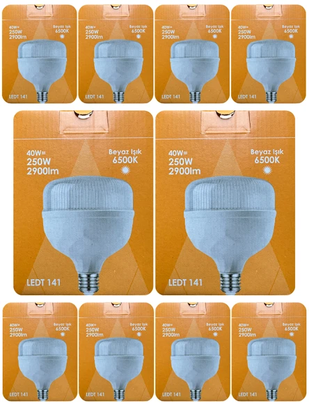 (10 Adet) Osaka 40W (250W) Beyaz Işık E27 Duylu (Kalın Duy) Led Torch Ampul
