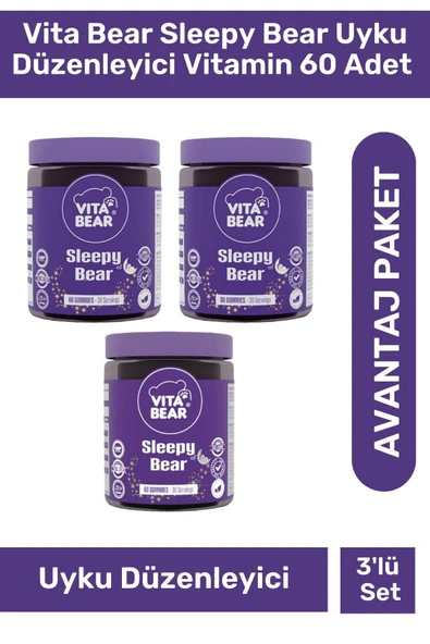 VİTA BEAR Sleepy Bear Uyku Düzenleyici Vitamin 60 Adet 3'lü Paket