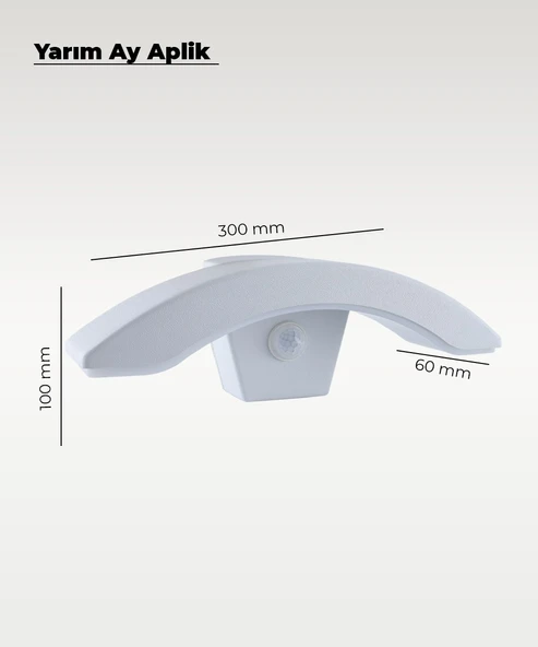 Beyaz Sensörlü Led Yarım Ay Aplik 3200K (Sarı Işık) - 2