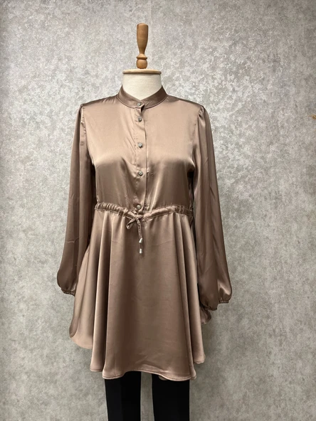25Y16445 BLUZ YARIM DÜĞME KAPAMA BEL BAĞCIKLI - 2