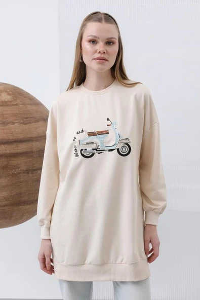 25Y10636 SWEAT NAKIŞ DETAYLI YAN YIRTMAÇLI