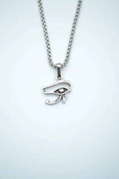 Minimal Horos'un - Ra'nın Gözü Gümüş Kaplama Örme Zincir Kolye ürün görseli 1