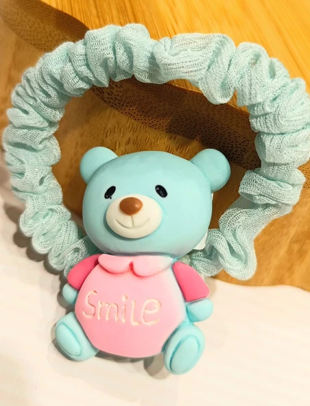 Monalisa Home Mavi Lüks Gösterişli Ayıcık Figürlü Lastik Toka ürün görseli