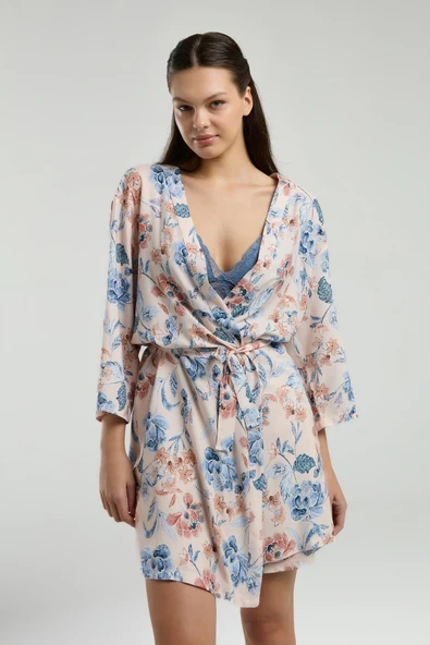 Arnetta Kadın 3'lü Sabahlıklı Dantel Büstiyerli Şort Pijama Takım - 2