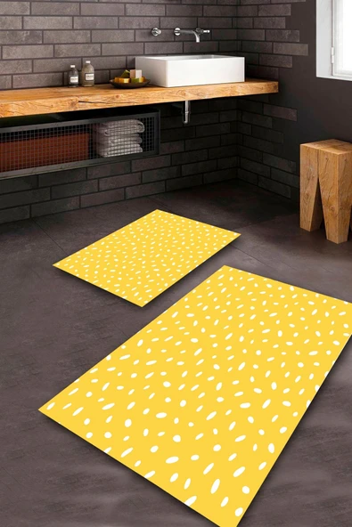 Sarı  Kaymaz Taban  Banyo Paspas Takımı  BPS-7308 ürün görseli 1